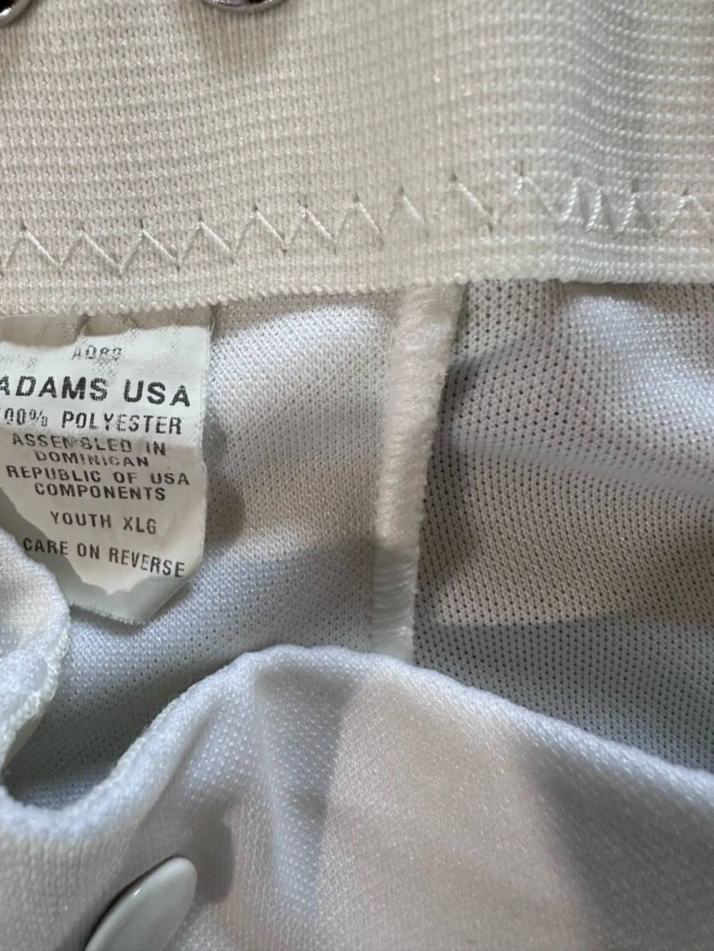 Adams USA Youth XL Baseball Pants White Knicker Belted. GUC